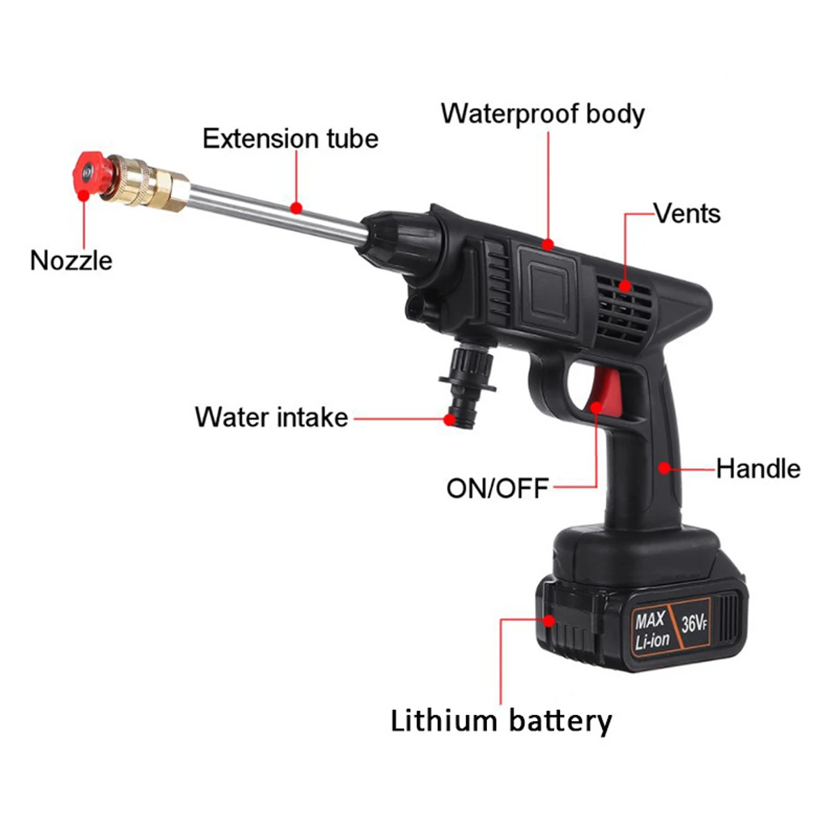 Portable Car Wash Washer Gun Cordless High Pressure Car Washer Spray Rechargeable 2 Type Wash Gun Electric Water Gun Machine