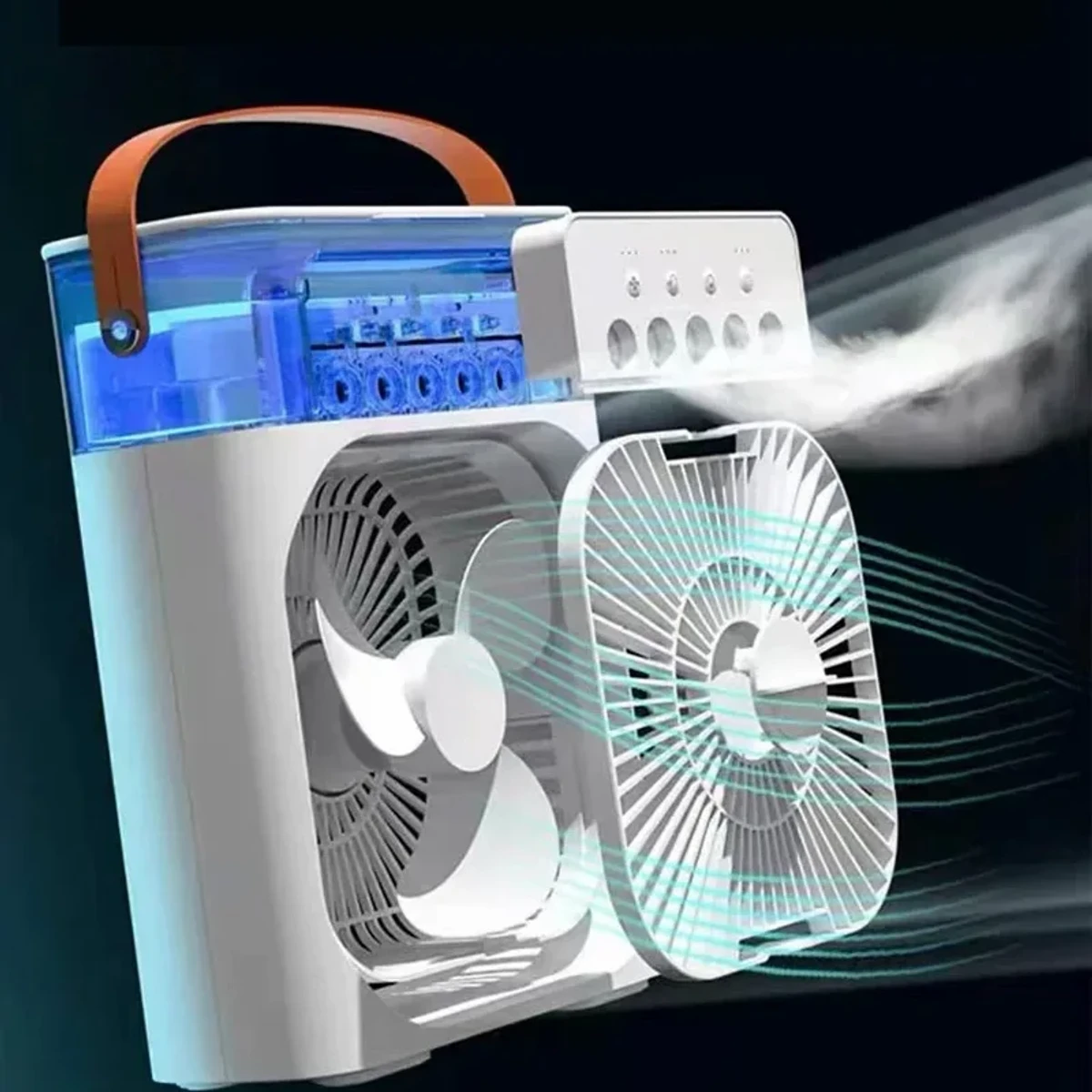 3 In 1 Fan Air Conditioner Household Small Air Cooler LED Night Light Portable Humidifier Air Adjustment Fan