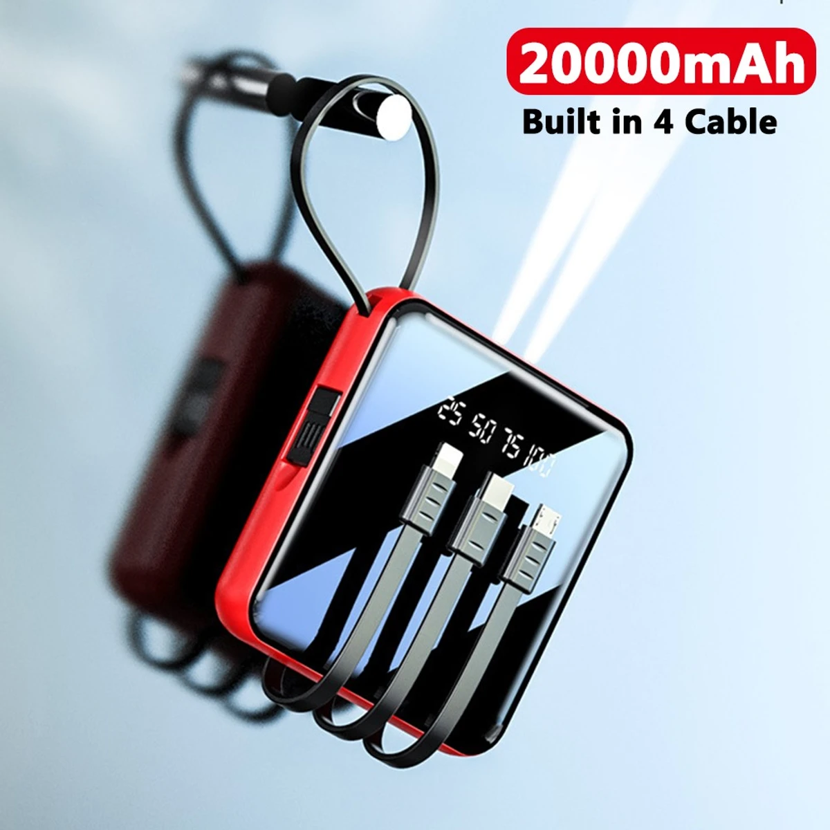 20000 MAH Power bank with LED Display and All in One Cable set
