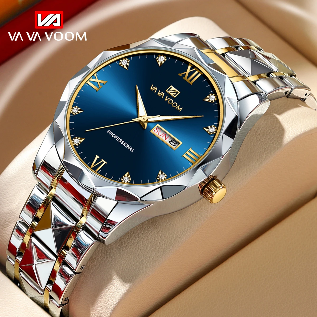 img VAVA VOOM Brand Fashion Mens Watch Luxury Top Business Stainless Steel Water Resistant Wristwatches Male Sport Luminous Date Man Clock
