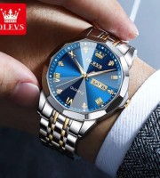 2023 New Luxury OLEVS Watch for Men Stainless Steel Water Resistant Watches -  TOTON AR DIAL BLUE