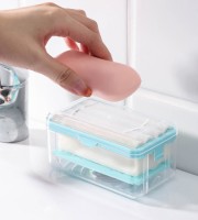 Soap Box Hands Free Foaming Soap Dish Multifunctional Soap Dish Hands Free Foaming Draining Household Storage Box Cleaning Tool