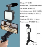 Smartphone Video Kit Microphone Bracket Phone Holder LED Selfie Photography Lighting Tripod Recording Handle