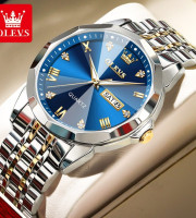 2023 New Luxury OLEVS Watch for Men Stainless Steel Water Resistant Watches - TOTON AR DIAL BLUE