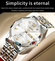 2023 New Luxury OLEVS Watch for Men Stainless Steel Water Resistant Watches -  TOTON AR DIAL White
