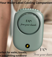 Portable Waist Hanging Fan Mini Neck Fans with Adjustable Bladeless USB Rechargeable Sports Cooling Fan