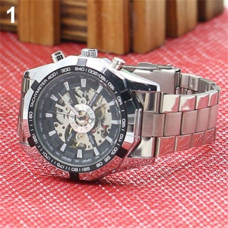 2022 New Fashion Men Hand-Winding Skeleton Automatic Mechanical Stainless Steel Sport Wrist Watch