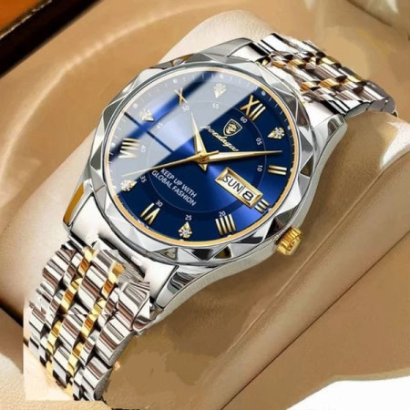 New Poedagar P20 Quartz Stainless Steel Watch For Men Watch Silver Blue